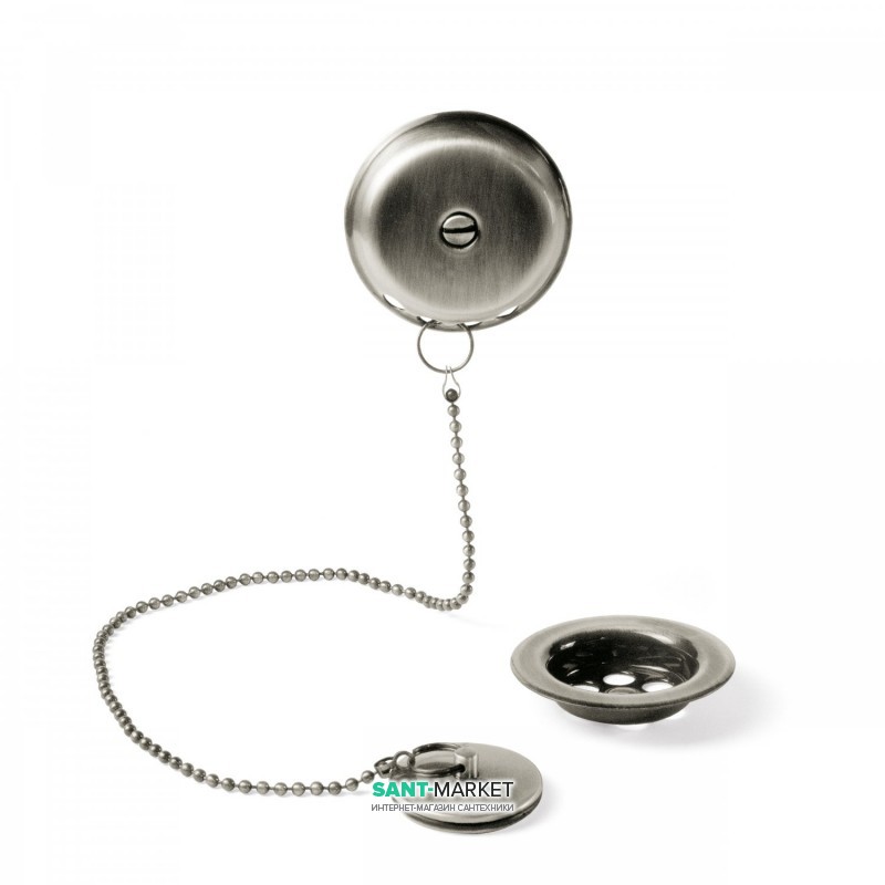 Слив для ванны Tres Ø 70 мм с пробкой для слива и перелива сталь 03474501AC