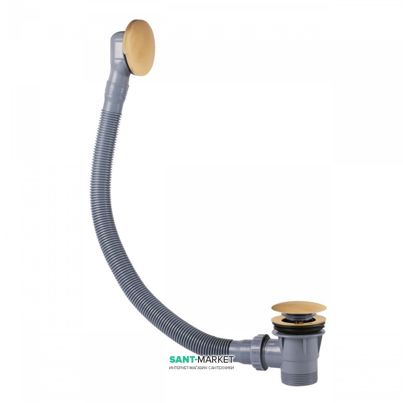 Злив для ванни Tres з переливом і системою Click-Clack матове золото 03453420OM