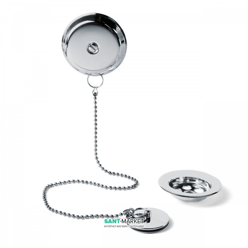 Слив для ванны Tres Ø 70 мм с пробкой для слива и перелива хром 03474501