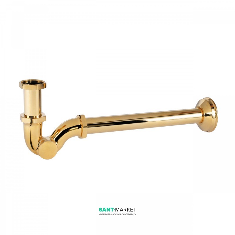 Сифон для раковини Tres вигнутий шарнірний з регістром золото 03463820OR