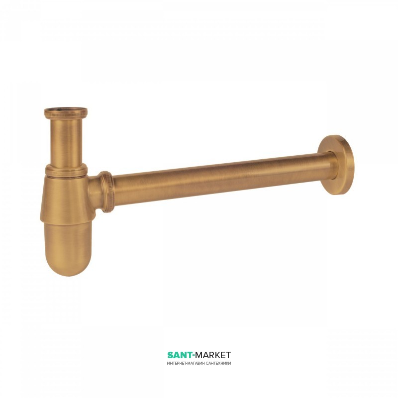 Сифон для раковини Tres з інспекційним люком матове золото 03463430OM