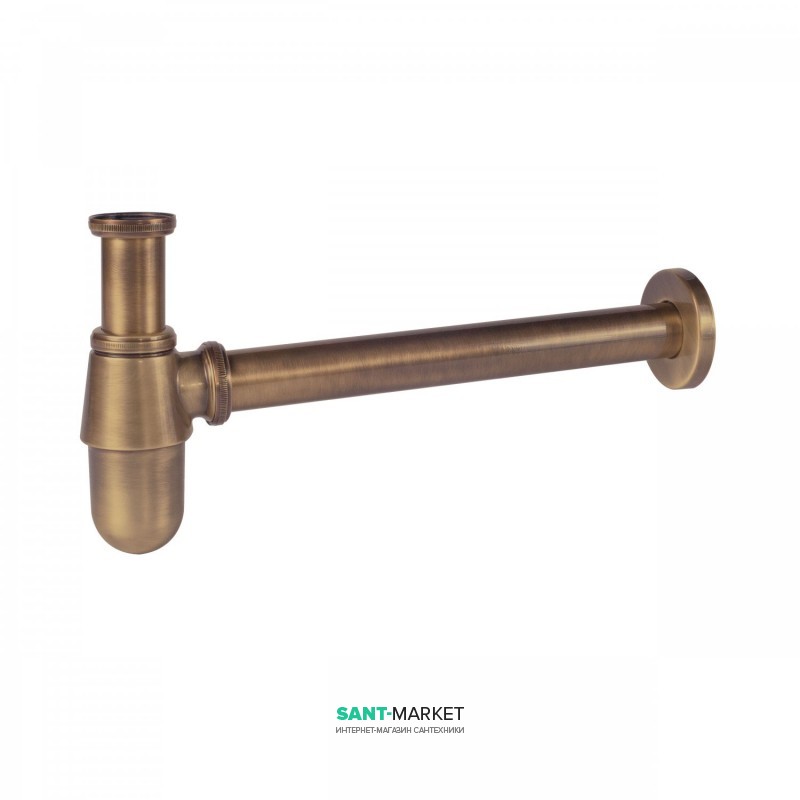 Сифон для раковины Tres с инспекционным люком состаренная латунь матовая 03463430LM