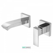 Змішувач для раковини Tres Cuadro Tres настінний одноважільний з каскадним виливом хром 00626010