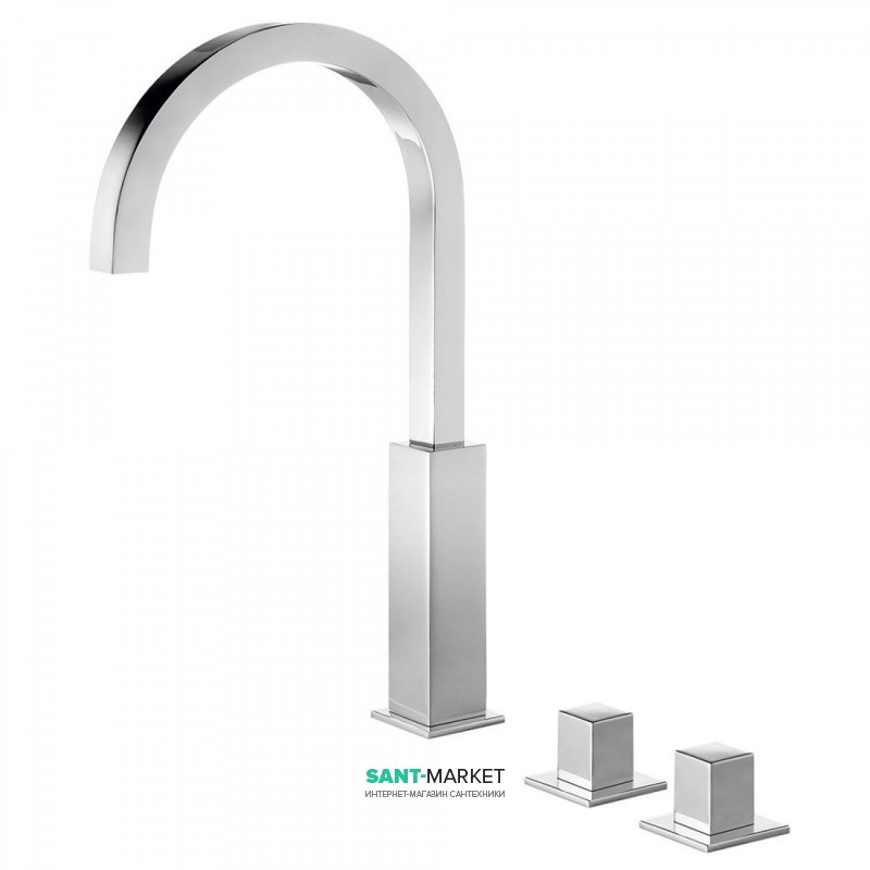 Смеситель для ванной Tres Cuadro Tres двухвентильный монтаж на борт ванны хром 00810504