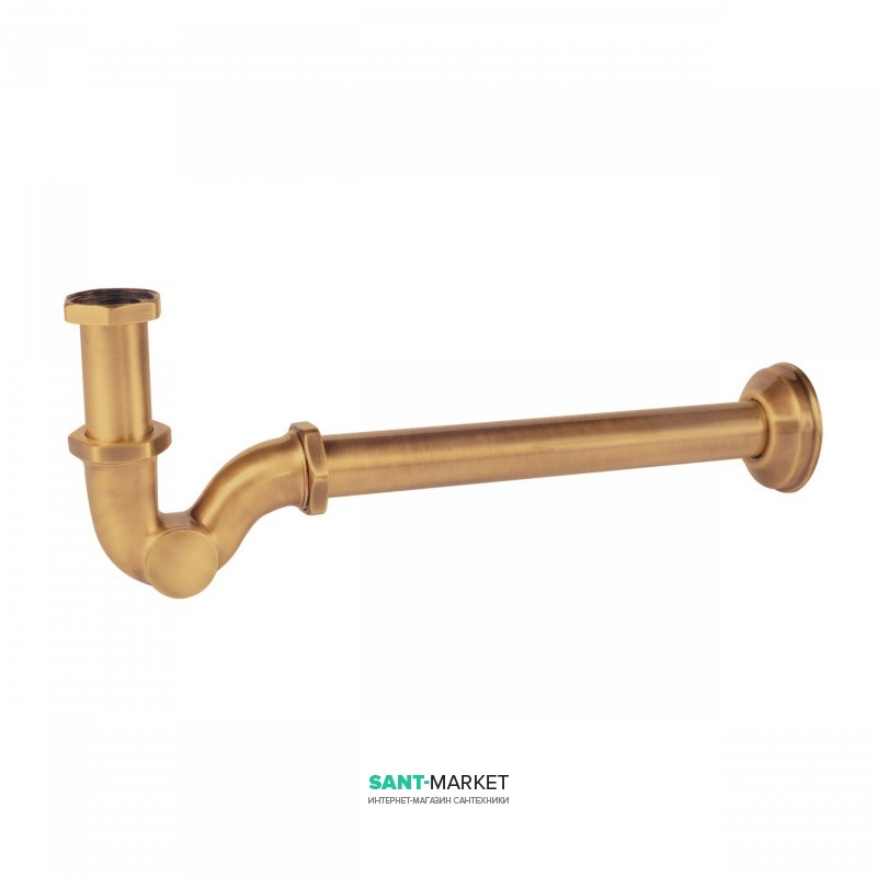 Сифон для раковини Tres вигнутий шарнірний з регістром матове золото 03463820OM
