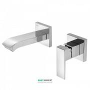 Змішувач для раковини Tres Cuadro Tres настінний одноважільний з каскадним виливом хром 00626010