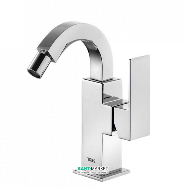 Змішувач для біде Tres Cuadro Tres одноважільний з поворотним виливом хром 106124