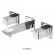 Змішувач для раковини Tres Cuadro Tres настінний двовентильний з каскадним виливом хром 00815201