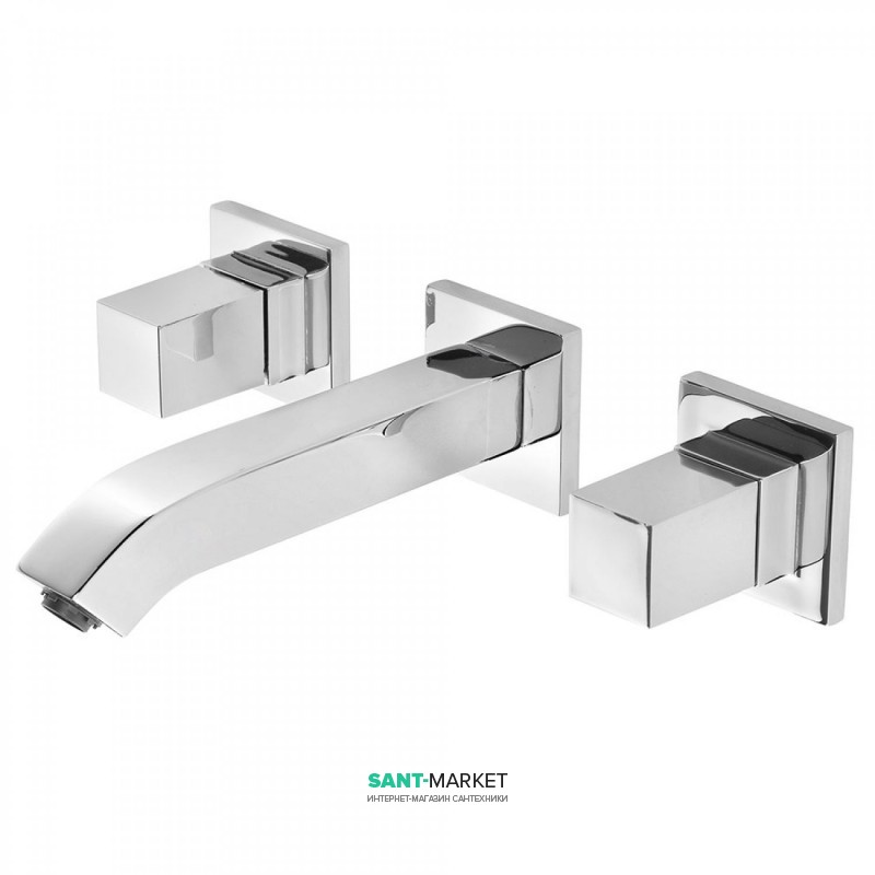 Смеситель для раковины Tres Cuadro Tres настенный двухвентильный хром 00815101
