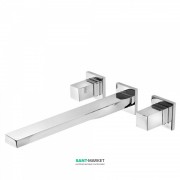 Смеситель для раковины Tres Cuadro Tres настенный двухвентильный хром 00815401