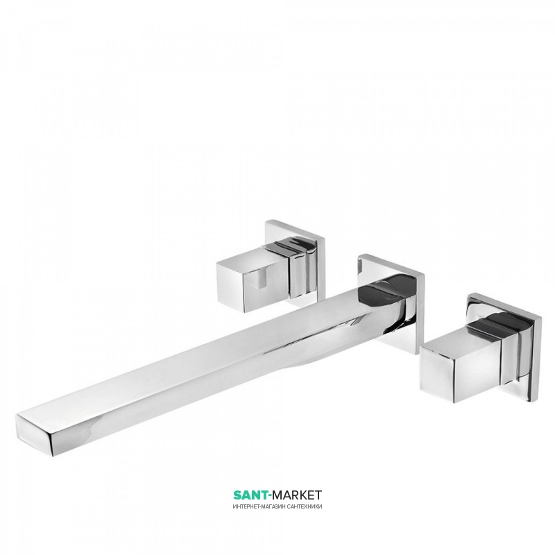 Смеситель для раковины Tres Cuadro Tres настенный двухвентильный хром 00815401