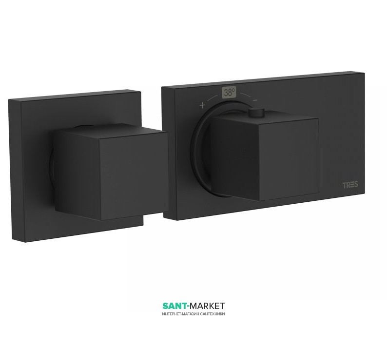 Термостат для душу Tres Block System colors з затвором і регулятором потоку чорний матовий 20725199NM
