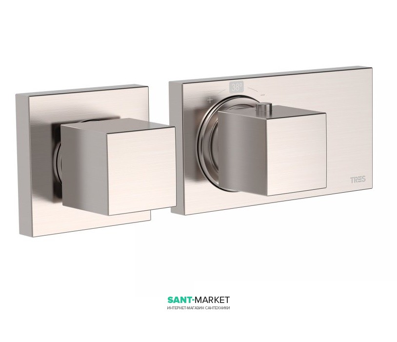 Термостат для душу Tres Block System colors з затвором і регулятором потоку сталь 20725199AC