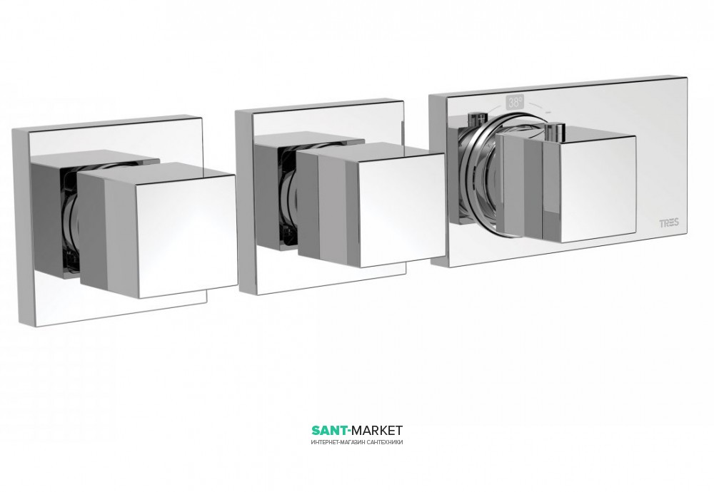 Термостат для душа Tres Block System с затвором 4 потребителя хром 20725499