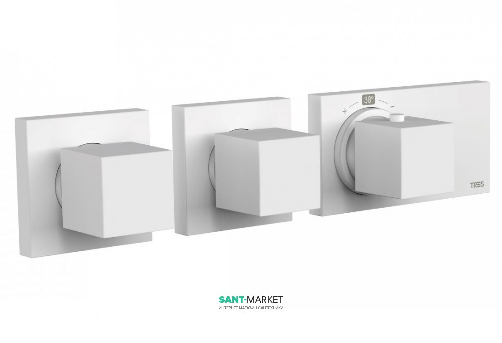 Термостат для душу Tres Block System colors з затвором 4 споживача білий матовий 20725499BM