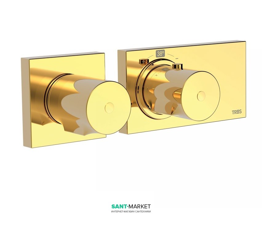 Термостат для душа Tres Block System colors с затвором 1 потребитель золото 20735199OR