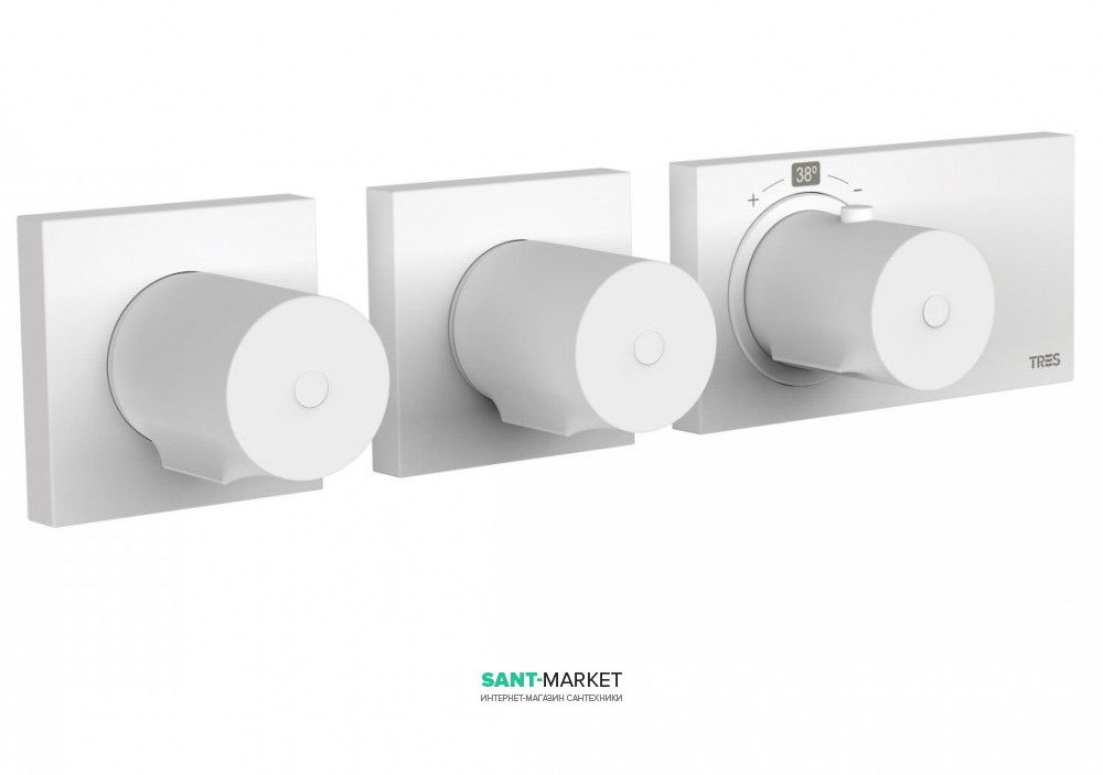 Термостат для душа Tres Block System colors с затвором 4 потребителя белый матовый 20735499BM