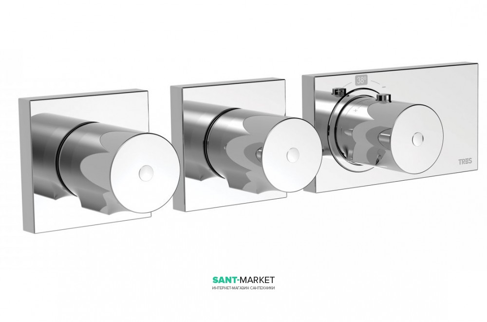 Термостат для душа Tres Block System с затвором 4 потребителя хром 20735499