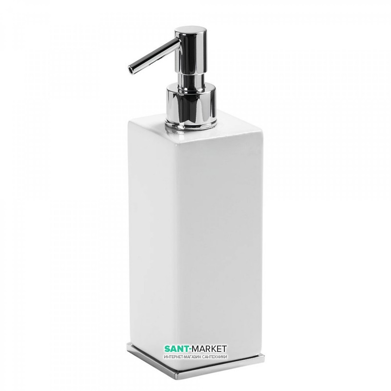 Дозатор для жидкого мыла Tres Slim-Tres настольный керамика/металл белый/хром 20263608