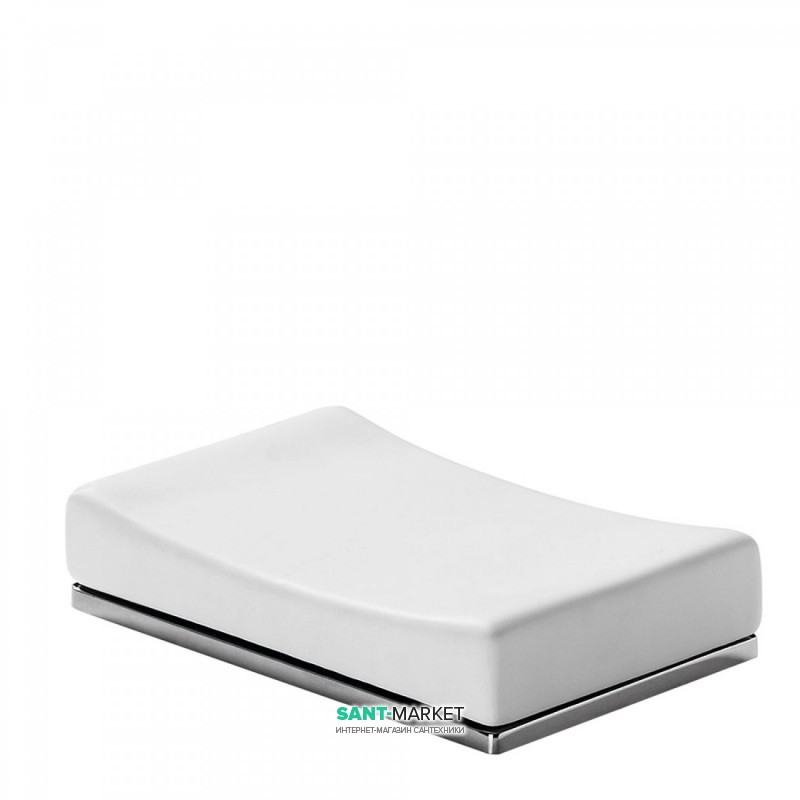 Мыльница для ванной Tres Slim-Tres настольная керамика/металл белый/хром 20263607