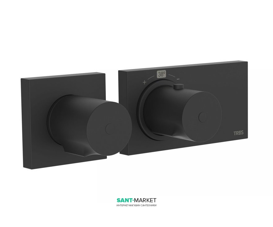 Термостат для душа Tres Block System colors с затвором 1 потребитель черный матовый  20735199NM