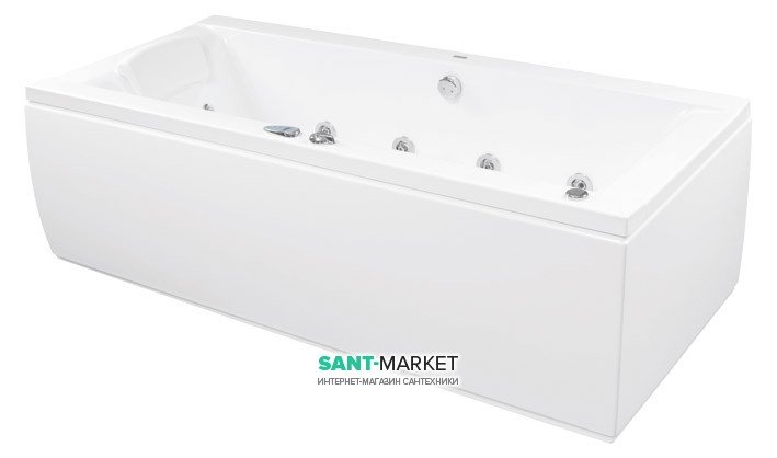Ванна аеро- та гідромасажна акрилова прямокутна PoolSpa Windsor 190х85 система Titanium білий PHPNN10STTC0000