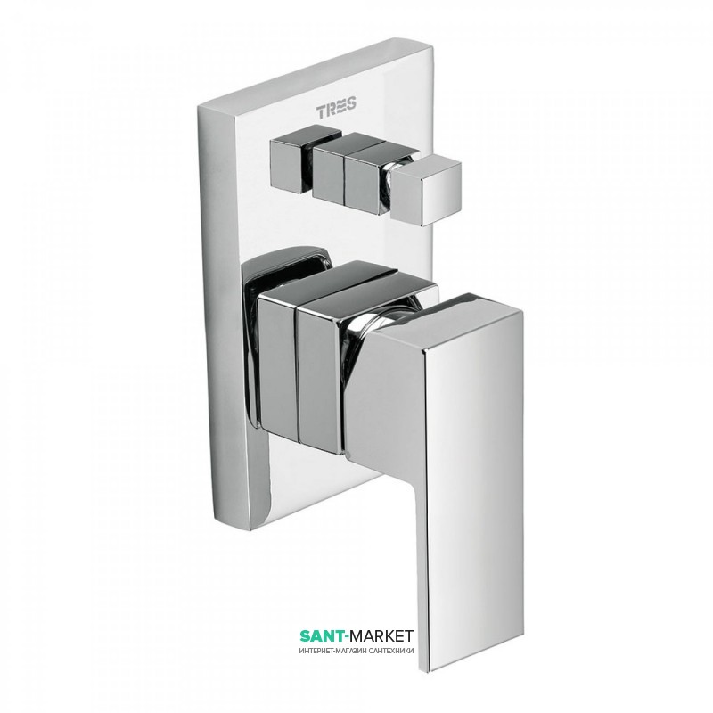 Змішувач для душу одноважільний Tres Cuadro Tres вбудований на 2 споживача хром 106180
