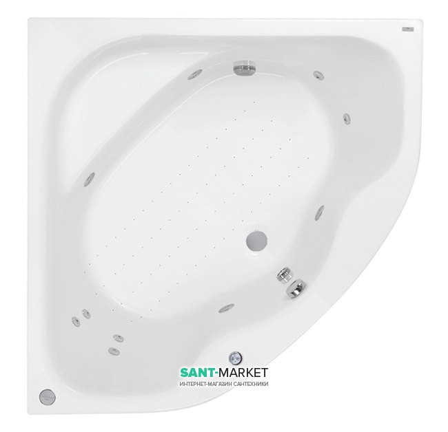 Ванна аеро- та гідромасажна акрилова PoolSpa Klio Sym 140х140 система Smart 2 + білий PHS3610ST2C1960