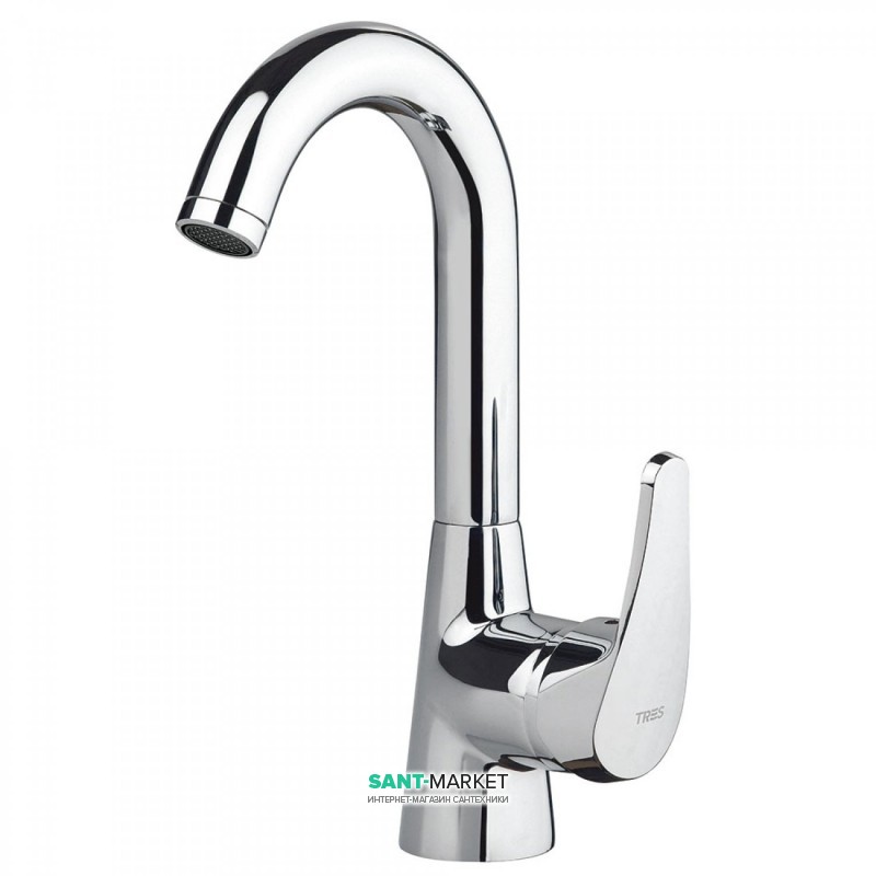 Смеситель для раковины Tres Eco-tres однорычажный с донным клапаном хром 17530802