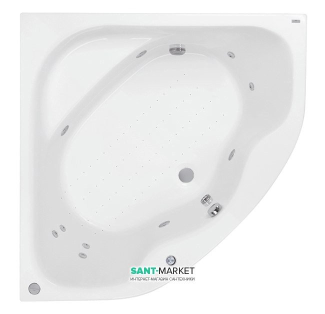 Ванна аеро- та гідромасажна акрилова PoolSpa Klio Sym 140х140 система Smart 2 + білий PHS3610ST2C1960