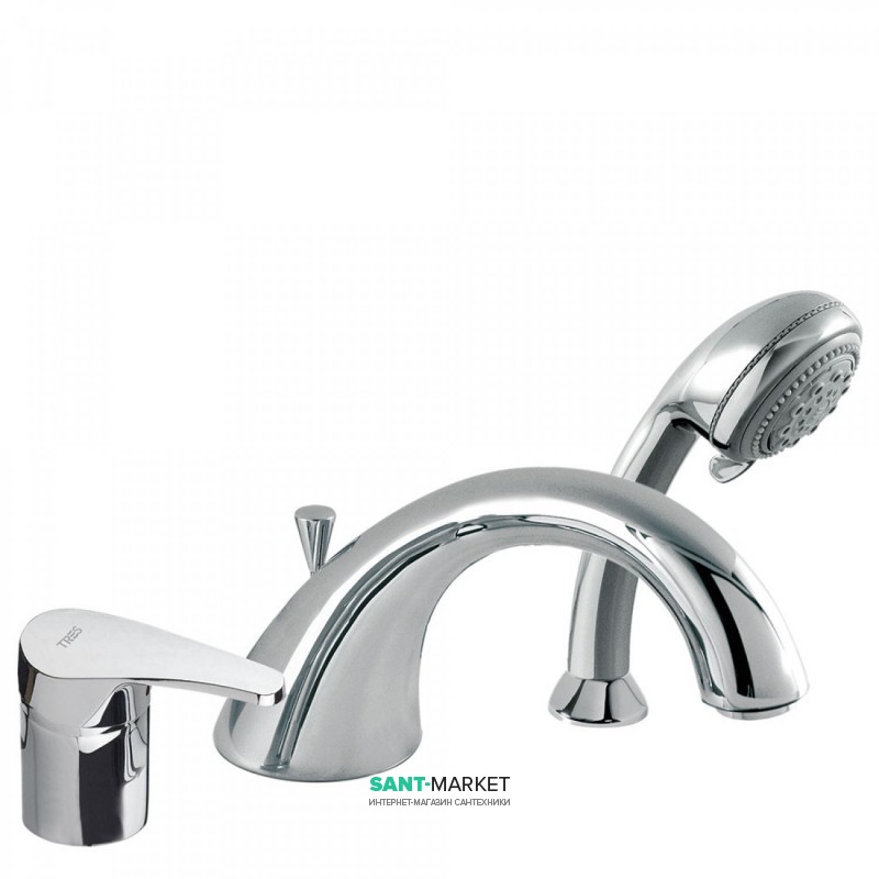 Смеситель для ванной Tres Eco-tres однорычажный монтаж на борт ванны хром 07014502