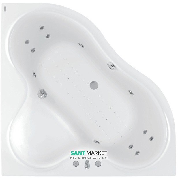 Ванна аэро- и гидромассажная акриловая PoolSpa Persja 140х140 система Smart 2 белый PHSE310ST2C0000