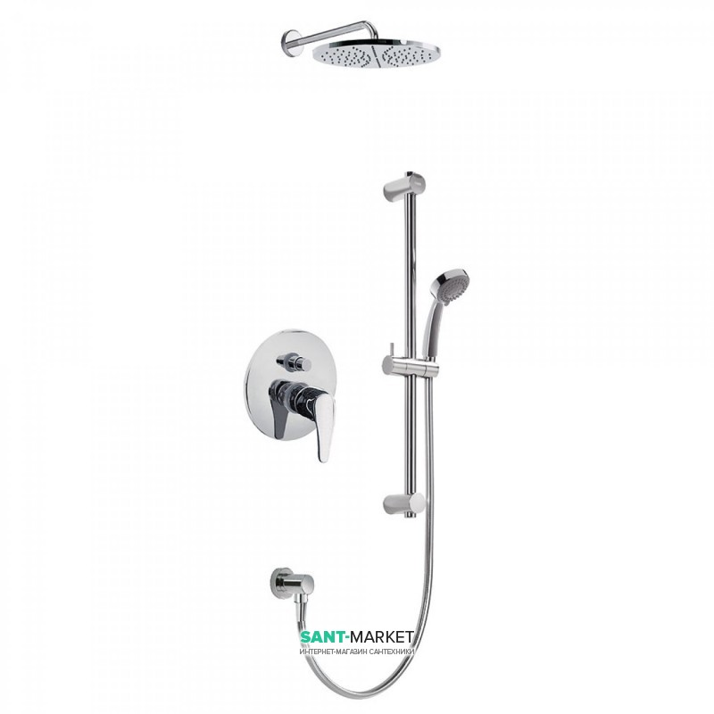 Душевая система скрытого монтажа Tres Eco-tres с верхним и ручным душем хром 17098002