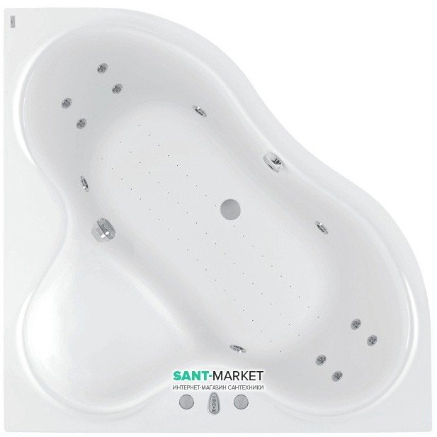 Ванна аэро- и гидромассажная акриловая PoolSpa Persja 140х140 система Smart 2 белый PHSE310ST2C0000