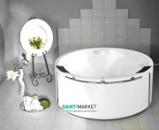 Панель для ванны PoolSpa Atlantyda 160х160 фронтальная трехсекционная с хромированными перемычками акрил белый PWOET10OW0C0000