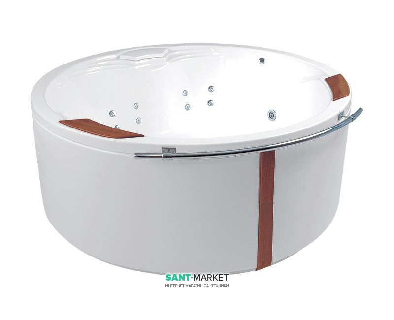 Панель для ванны PoolSpa Atlantyda 160х160 фронтальная трехсекционная с деревянными перемычками акрил белый PWOET10OW0D0000