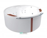 Панель для ванни PoolSpa Atlantyda 160х160 фронтальна трьохсекційна з дерев'яними перемичками акрил білий PWOET10OW0D0000