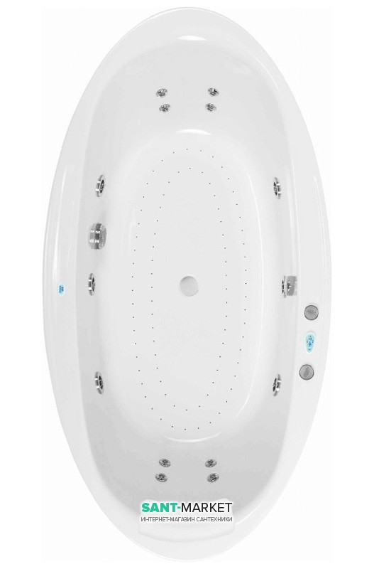 Ванна аэро- и гидромассажная акриловая PoolSpa Aura 204х103 система Smart 2 белый PHRVO10ST2C0000