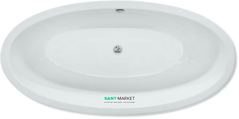 Ванна акрилова овальна PoolSpa колекція Vanity190х95 з донним клапаном та слив-переливом білий PWKPL10ZP0C0000