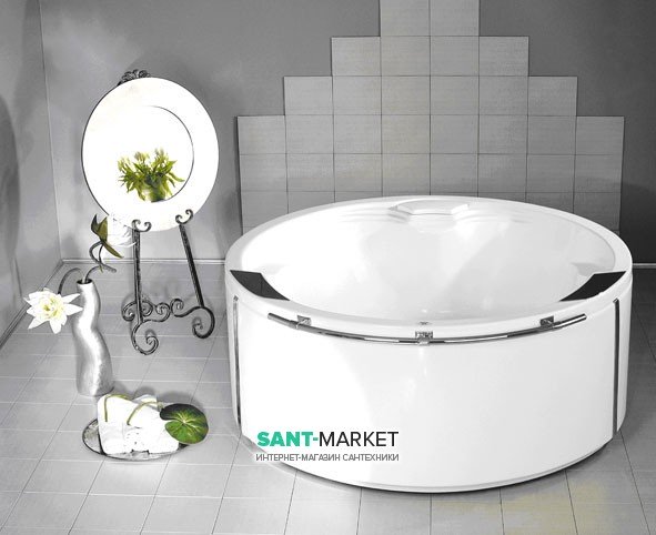 Панель для ванны PoolSpa Atlantyda 160х160 фронтальная трехсекционная с хромированными перемычками акрил белый PWOET10OW0C0000