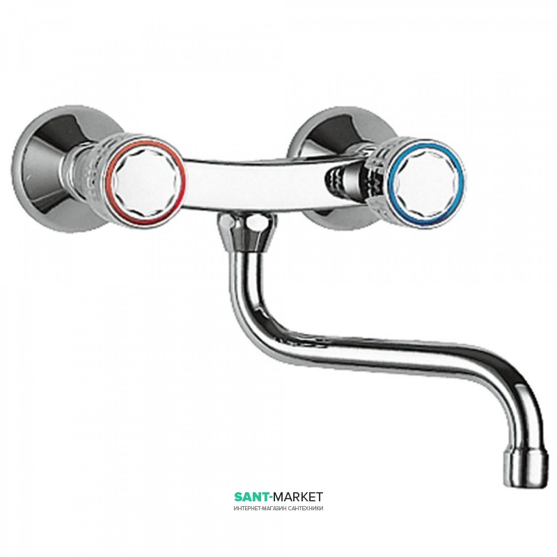 Смеситель для кухни Tres Ese-23 двухвентильный настенный хром 123310