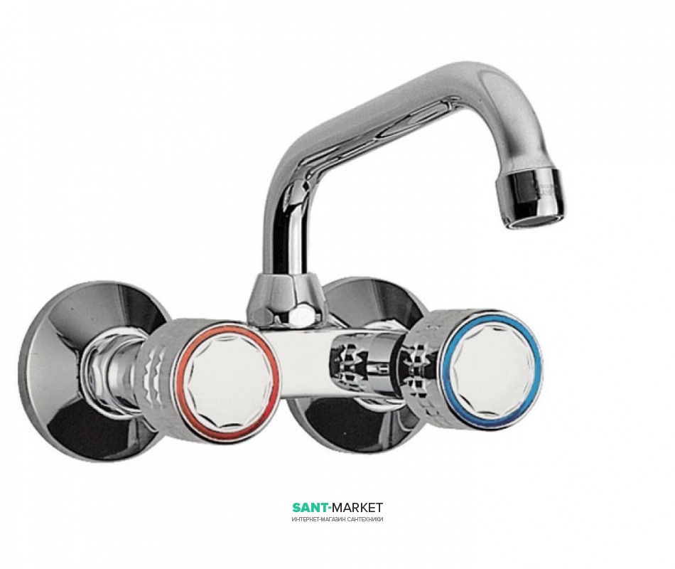 Змішувач для кухні Tres Ese-23 двовентильний настінний відстань від стіни 257 мм хром 123215