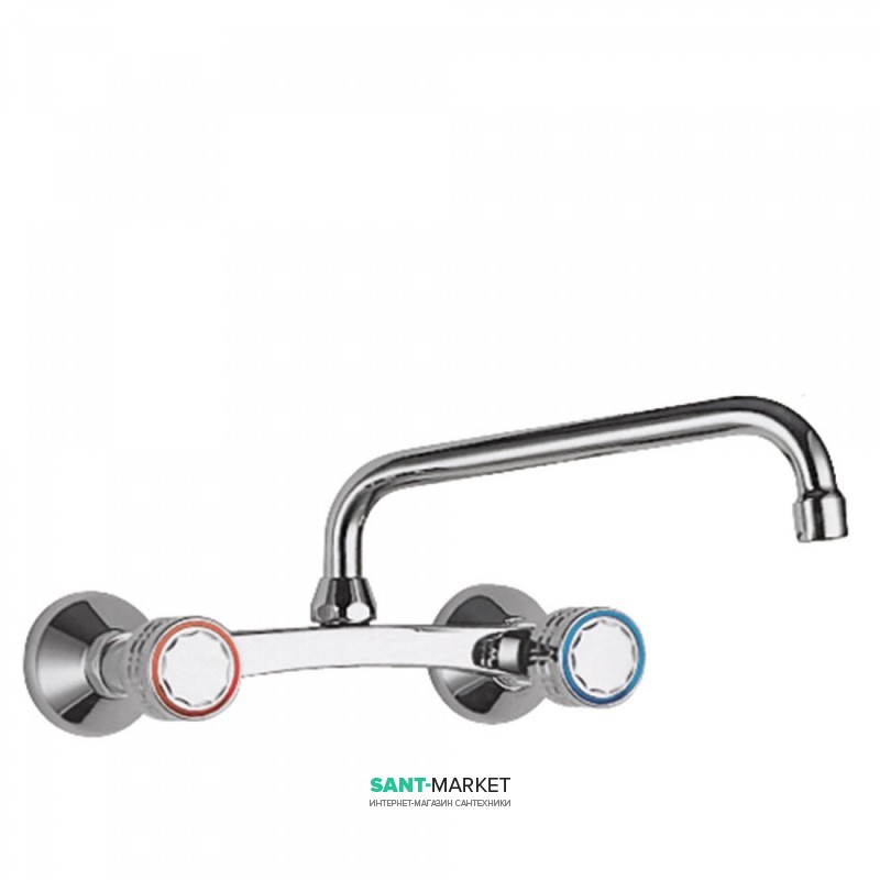 Смеситель для кухни Tres Ese-23 двухвентильный настенный расстояние от стены 298 мм хром 123416
