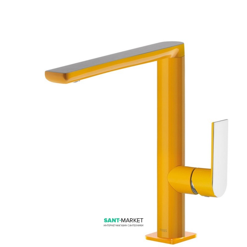 Смеситель для раковины Tres Loft colors однорычажный янтарно-желтый/хром 0020502AM