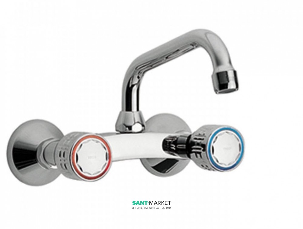 Змішувач для кухні Tres Ese-23 двовентильний настінний відстань від стіни 358 мм хром 123330