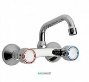 Смеситель для кухни Tres Ese-23 двухвентильный настенный расстояние от стены 418 мм хром 123360