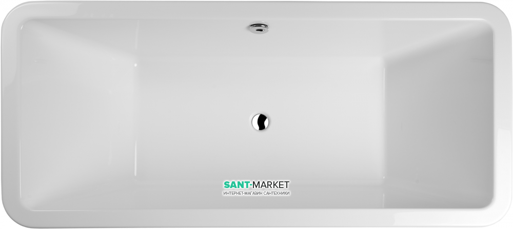 Ванна акриловая прямоугольная PoolSpa коллекция Allure 180х80 с донным клапаном и слив-переливом белый PWKPN10ZP0C0000