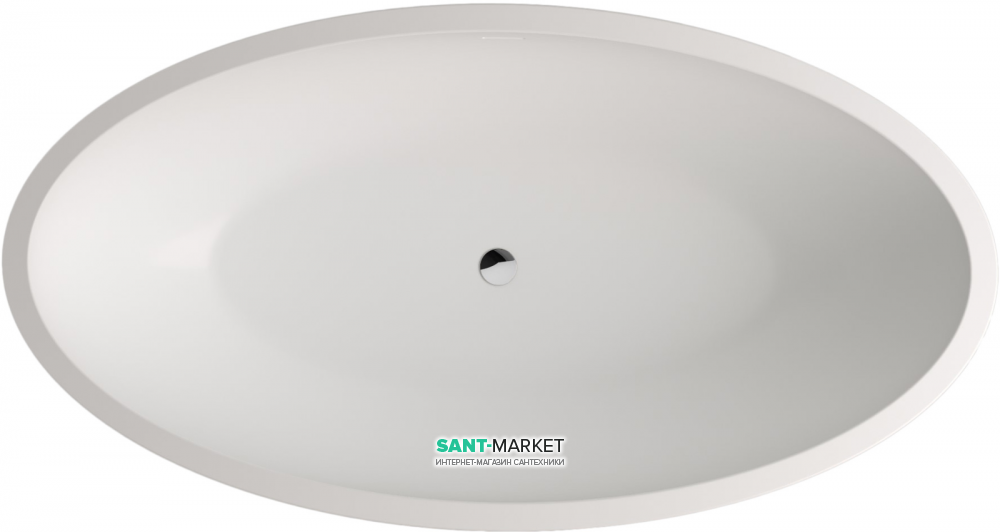 Ванна з штучного каменю PoolSpa Mood 170х90 см окремо стояча з сифоном білий PWKMD10ZPSC0000