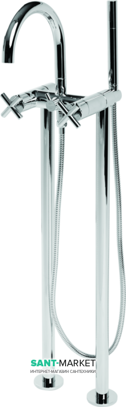 Смеситель для ванной PoolSpa Retro двухвентильный с ручным душем отдельностоящий монтаж на пол хром PD6000079