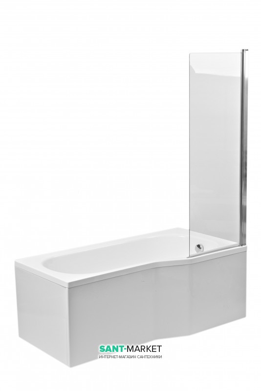 Шторка для ванны PoolSpa Fiord 60х153 left/right стекло прозрачное/профиль хром PI4000093